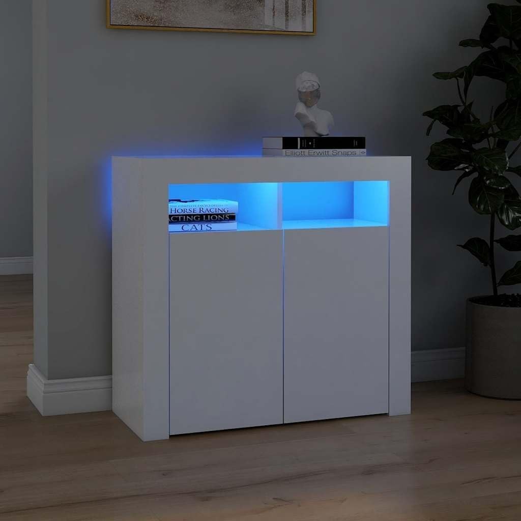 White LED Sideboard Cabinet RGB Lights Storage Unit for Living Room**