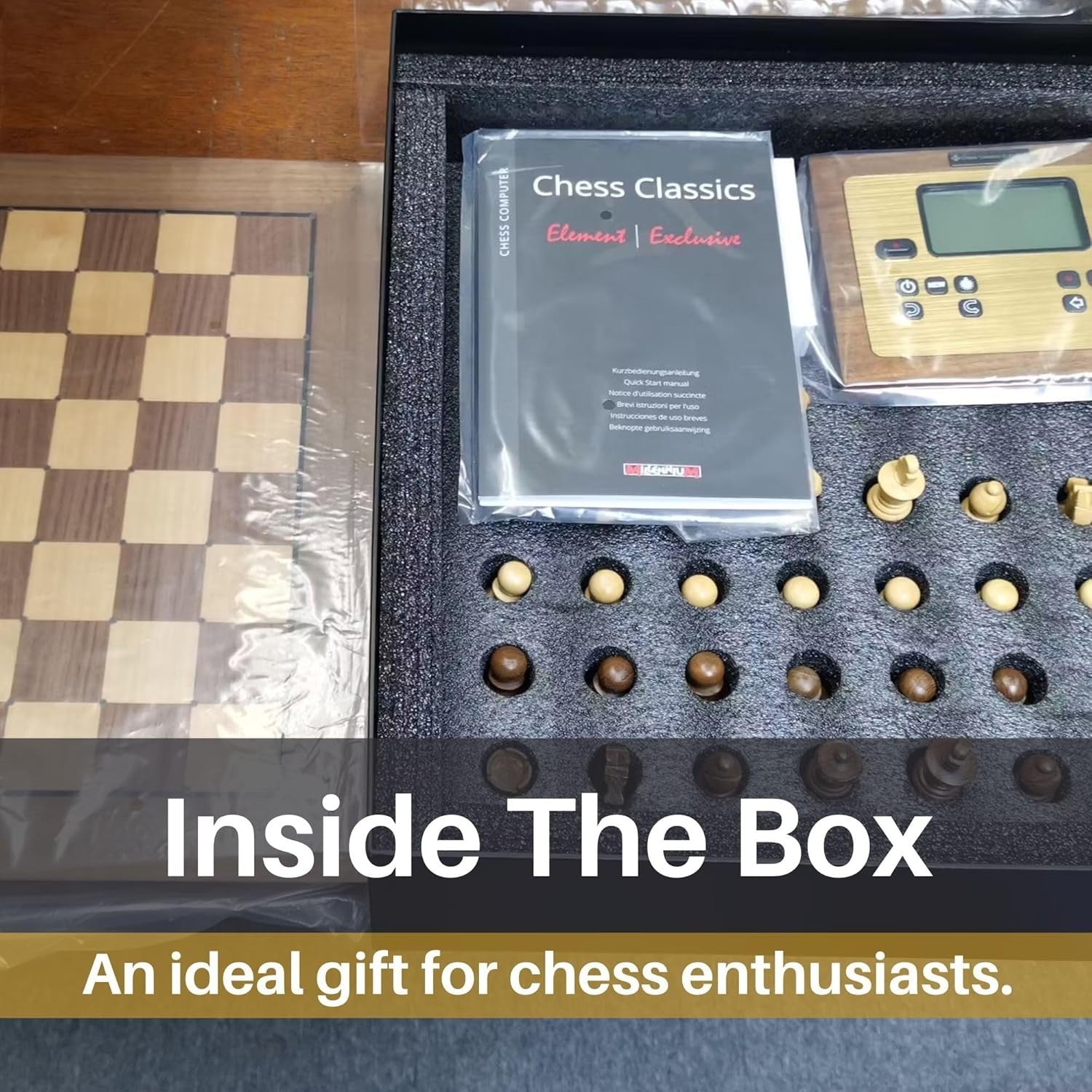 Premium Wooden Electronic Chess Set with LED Indicators & Piece Recognition