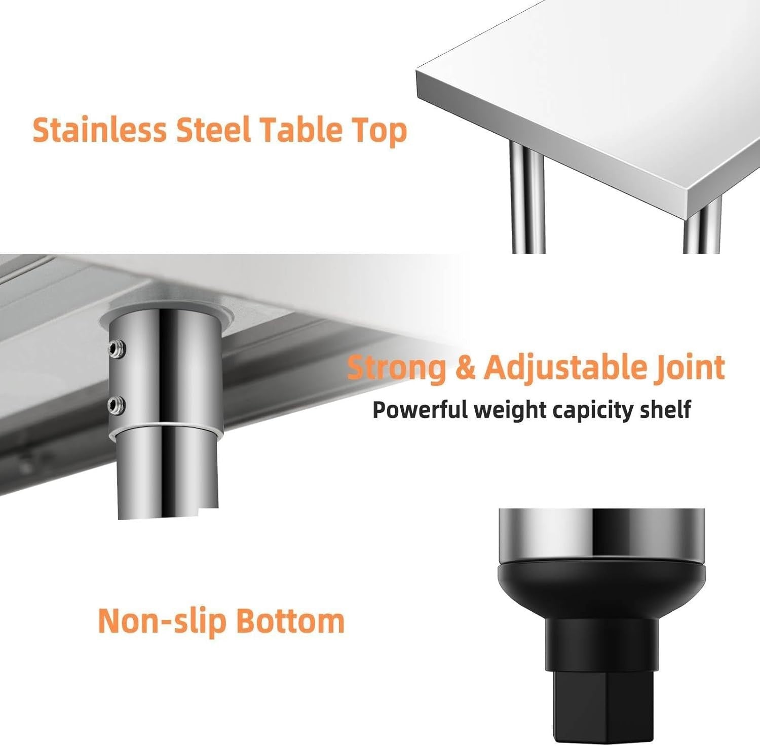 Stainless Steel Catering Table 122x61cm Heavy Duty Prep Workbench 250kg Shelf