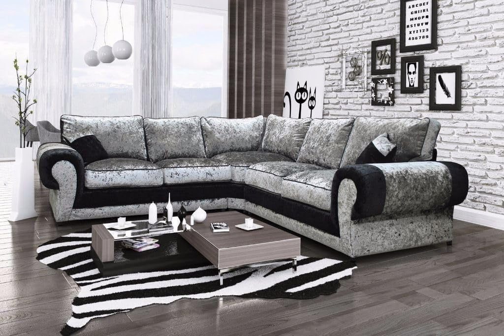 Luxury Cream Crushed Velvet 5-Seater Corner Sofa – Soft, Durable & Stylish