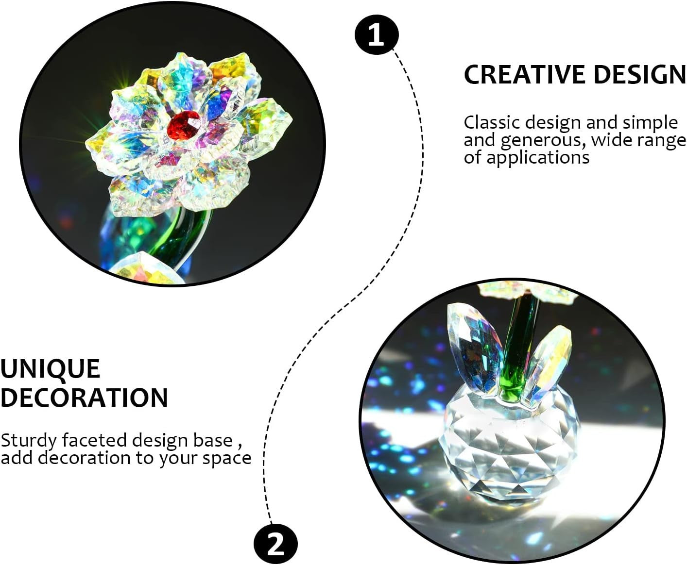 Crystal Sunflower Figurine Ornament • Sparkling Glass Flower Gift • Table Decor