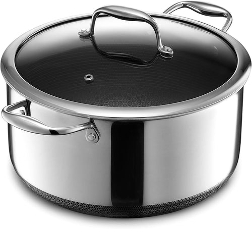 7.5L Non Stick Stockpot with Lid – Induction & Oven Safe Stainless Steel Pot
