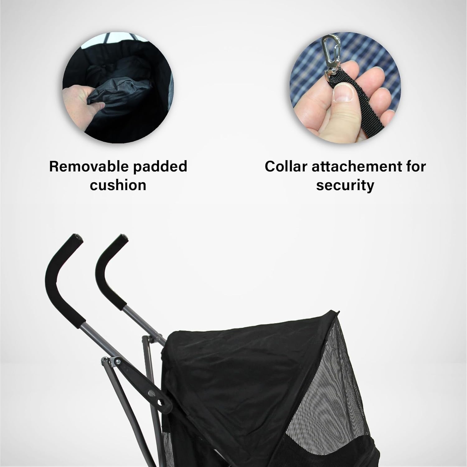 Pet Travel Stroller Dog Cat Pushchair Waterproof Foldable 4 Wheel Grey