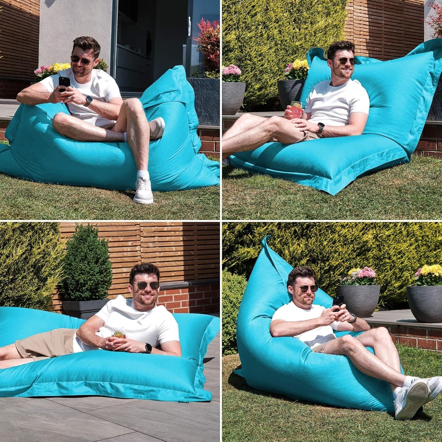 XXL Aqua Blue Bean Bag Chair Outdoor Floor Cushion Garden Patio Seat