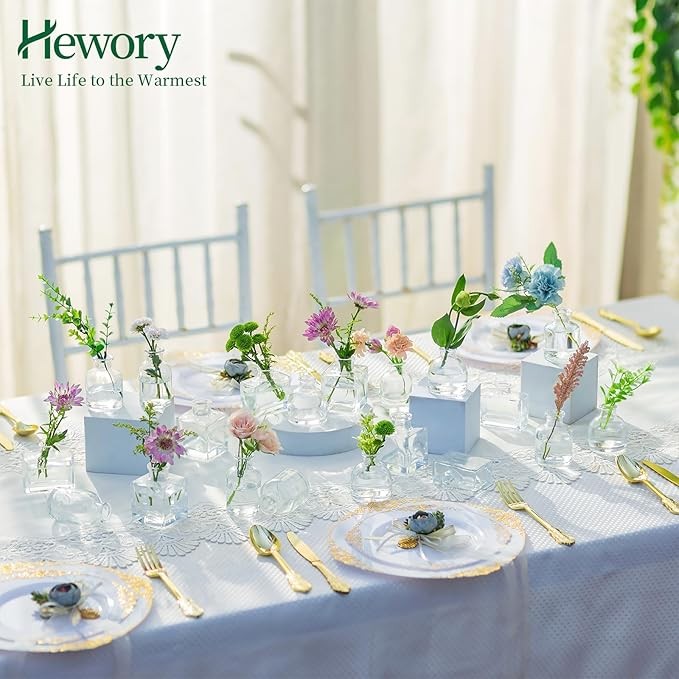 20 Mini Glass Bud Vases Set Clear Wedding Table Decor Centerpieces