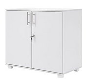 White 2 Door Lockable Office Cabinet Wooden Filing Storage Cupboard