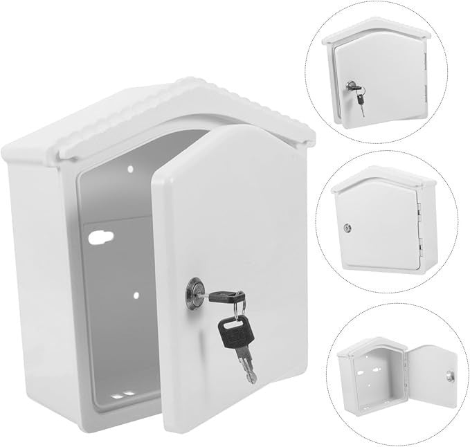 Lockable Wall Mount Milk & Mail Box – Secure Outdoor Storage, White Plastic