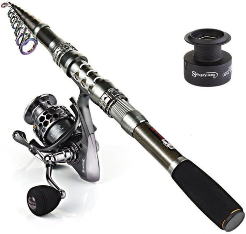 Telescopic Fishing Rod & Reel Combo Travel Carbon Fiber Saltwater Freshwater
