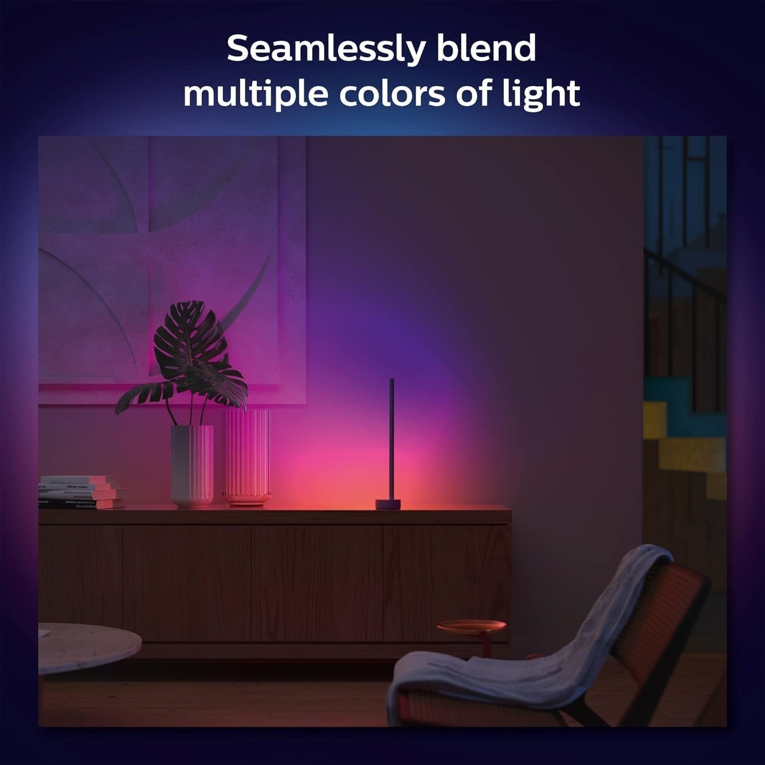 Smart Gradient LED Floor Lamp with Bluetooth & Voice Control, 11x11x55cm
