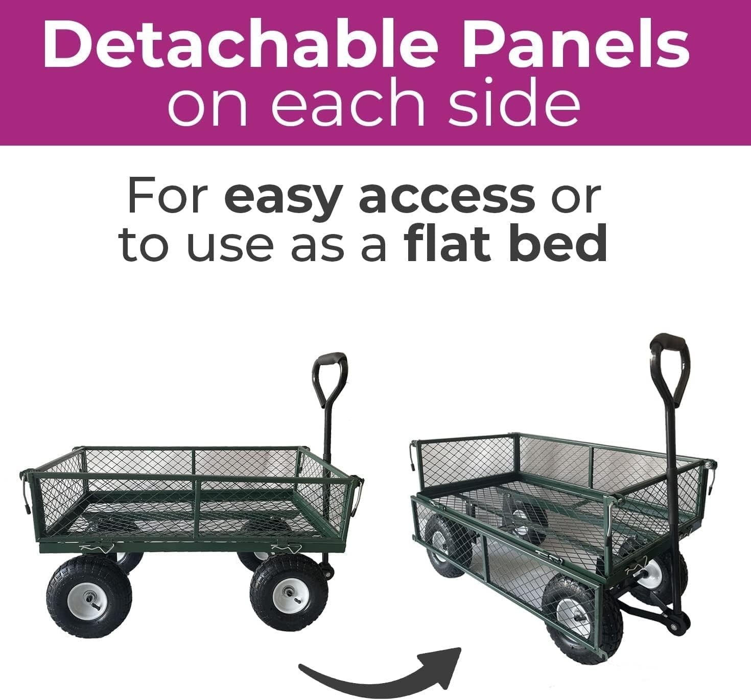 Heavy Duty Metal Garden Cart 320kg Festival Hand Truck Wagon Trolley 4 Wheels