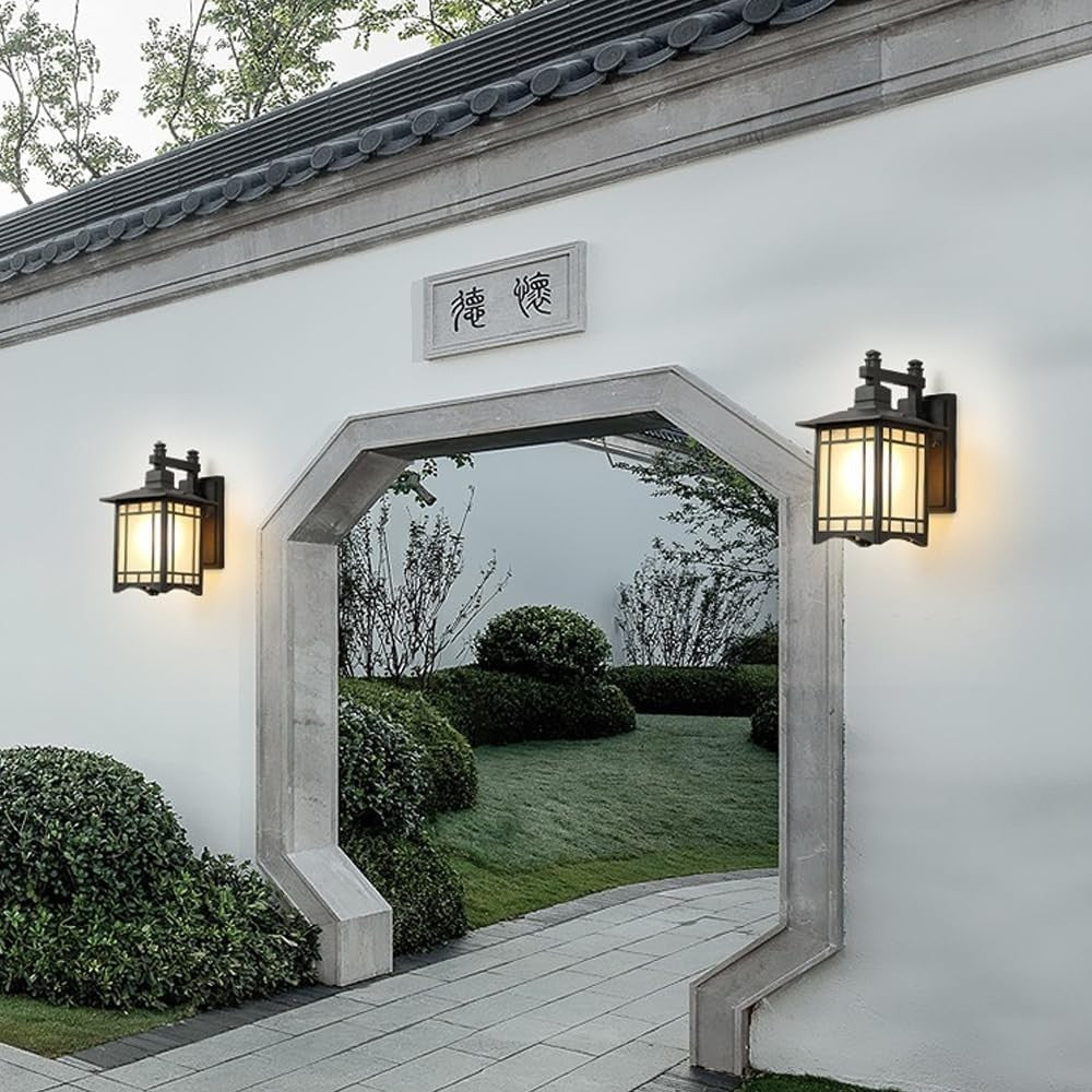 Chinese Vintage Outdoor Wall Light – Black IP65 E27
