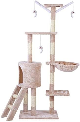 Cat Tree Tower Easy Climber Scratching Post Condo Platforms Beige