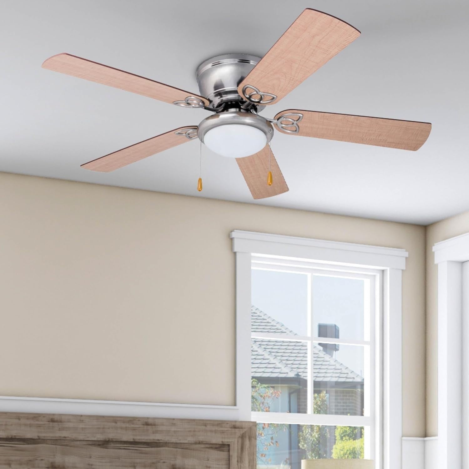 Prominence Home Benton 52" Ceiling Fan, LED Light, 5 Blades, Brushed Nickel