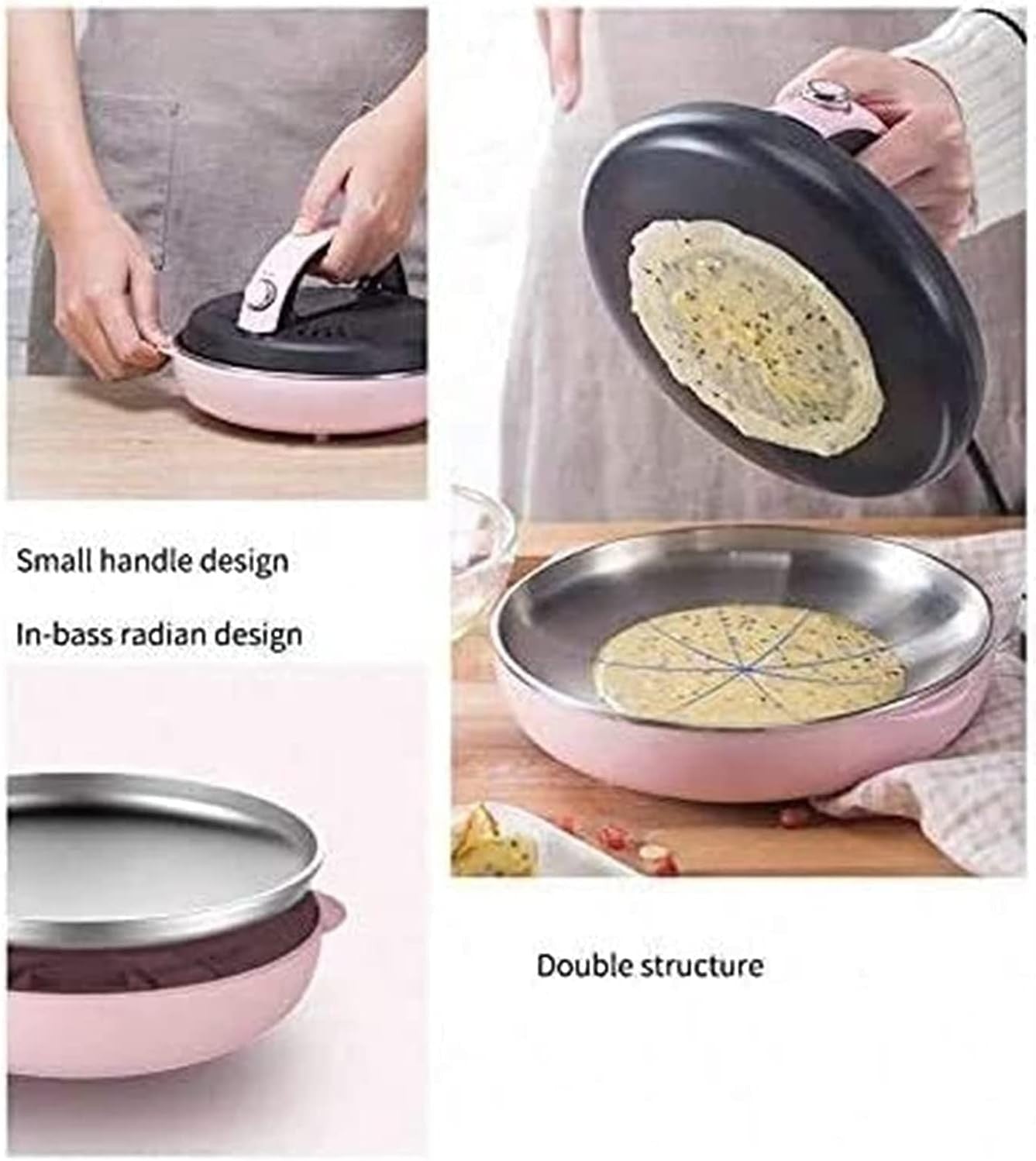 Cordless Electric Crepe Maker 1000W Non-Stick 8in Portable Pancake Griddle