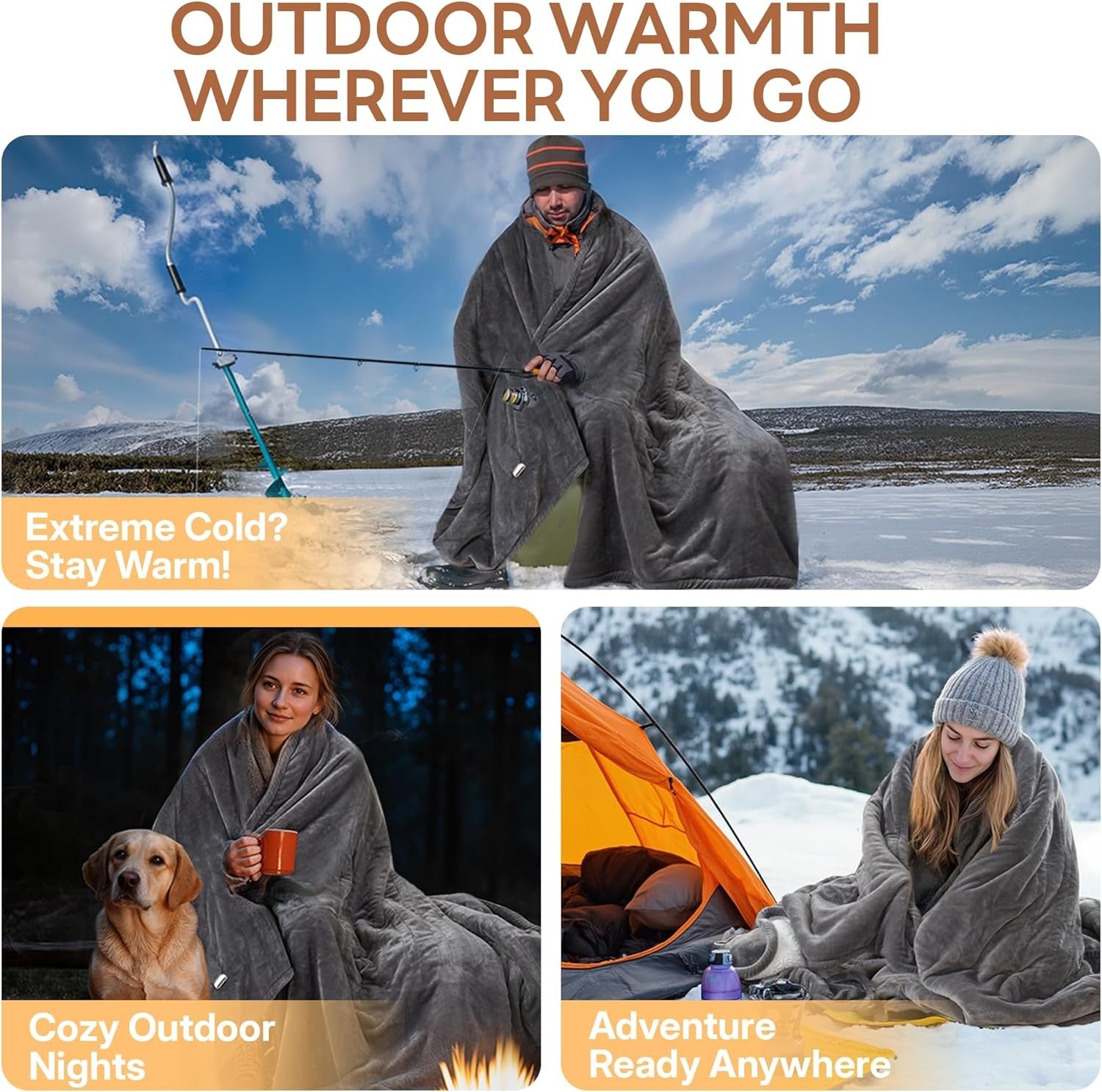 Electric Heated Throw Blanket Grey Flannel Fleece 160x118cm 6 Heat Timer