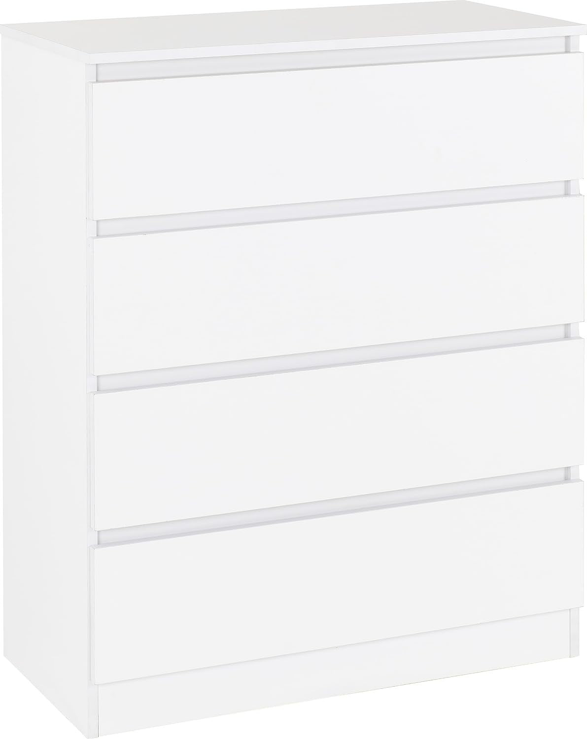 White 4 Drawer Chest Tall Modern Storage Cabinet for Bedroom or Hallway