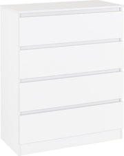 White 4 Drawer Chest Tall Modern Storage Cabinet for Bedroom or Hallway