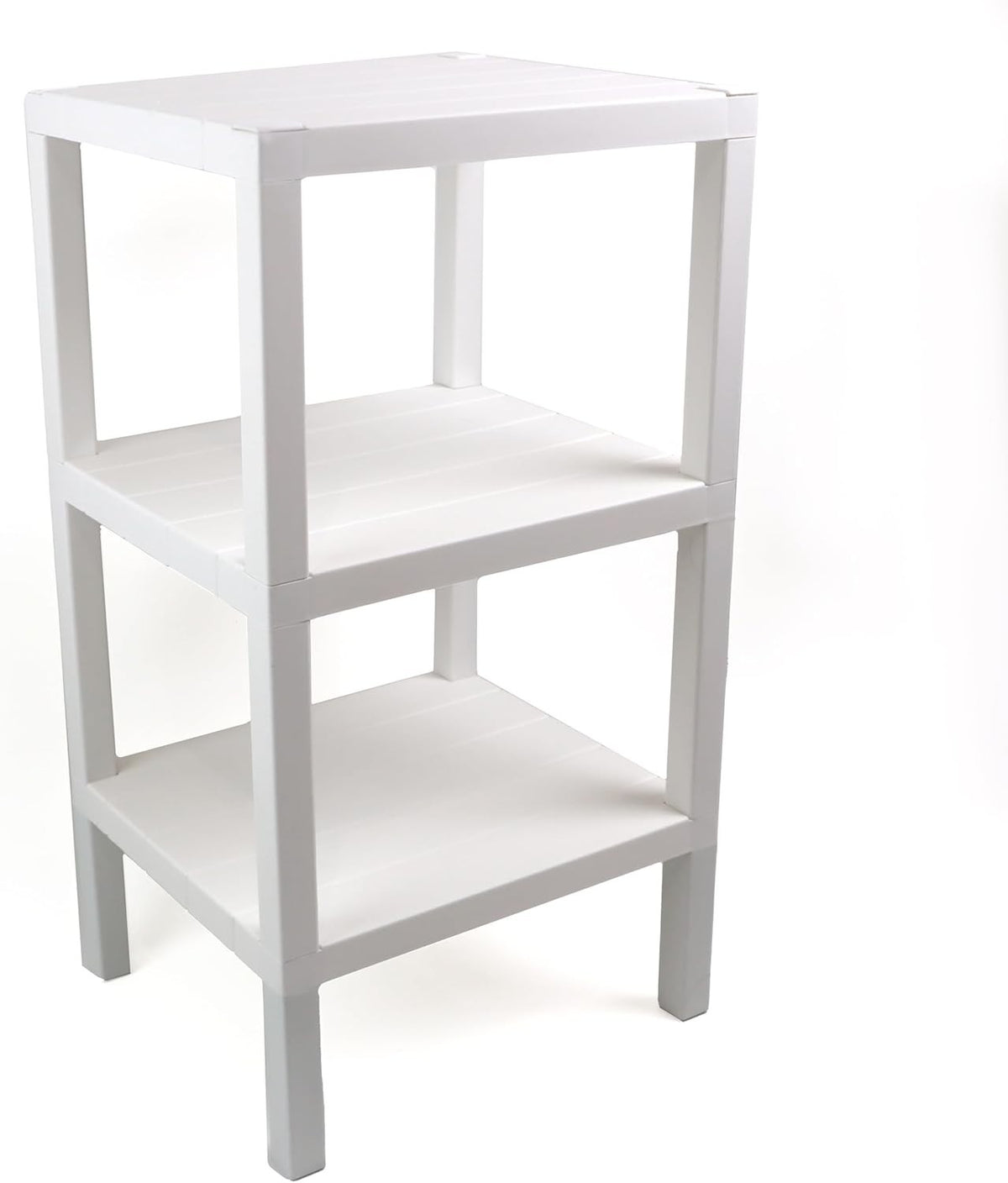 3 Tier White Side End Table – Storage Shelf Coffee Table for Small Spaces