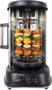 21L Rotisserie Kebab Grill 7 Skewers Vertical Cooker 1500W Timer Glass
