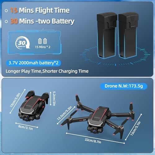 1080P HD Brushless Motor Drone w/ Dual Camera Auto Hover Obstacle Avoidance Kids