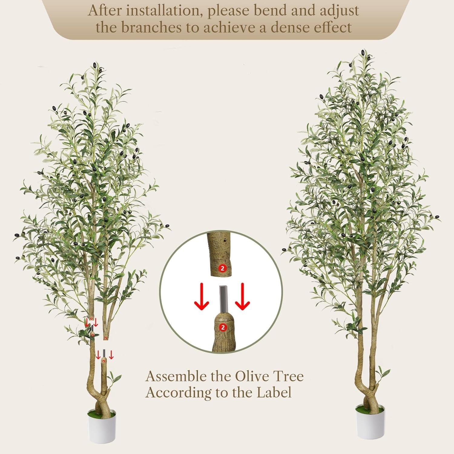 6ft Artificial Olive Tree with Curved Trunk & Pot Lifelike Indoor Outdoor Decor