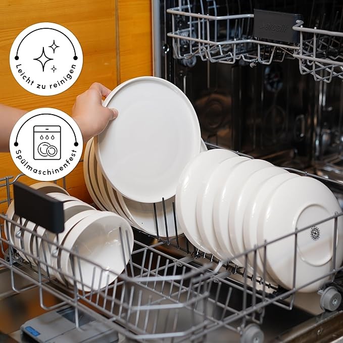 18 Piece Porcelain Dinner Set for 6 White Plates Bowls Modern Tableware