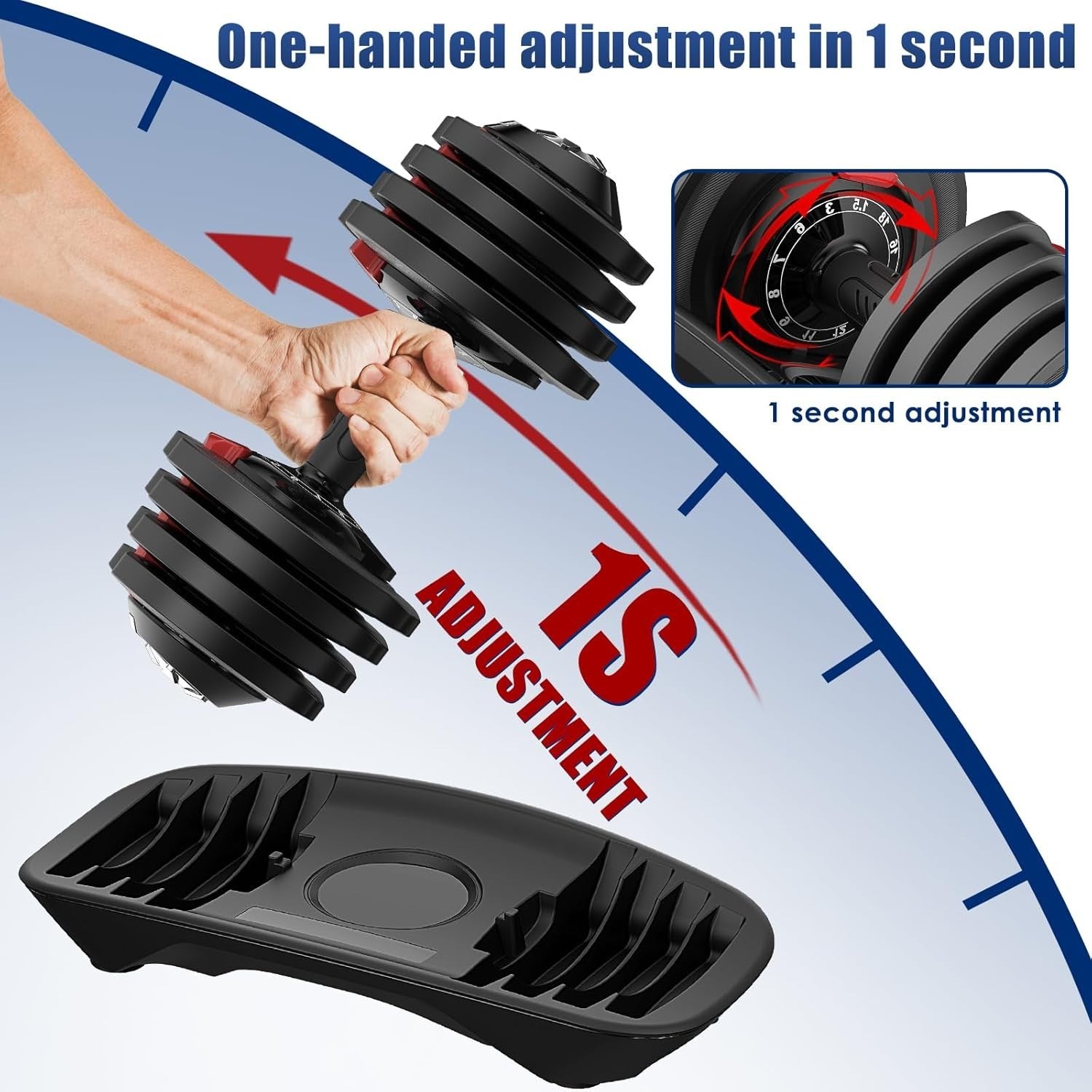 18kg Adjustable Dumbbell Set Pair 12-in-1 Quick Change Cast Iron Weights
