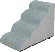 Grey 4 Step Dog Ramp Stairs High Density Foam Washable
