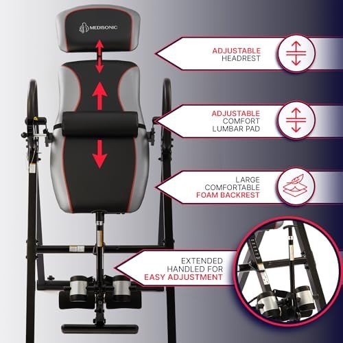Deluxe Inversion Table Adjustable Lumbar Pad Back Pain Relief 300lb