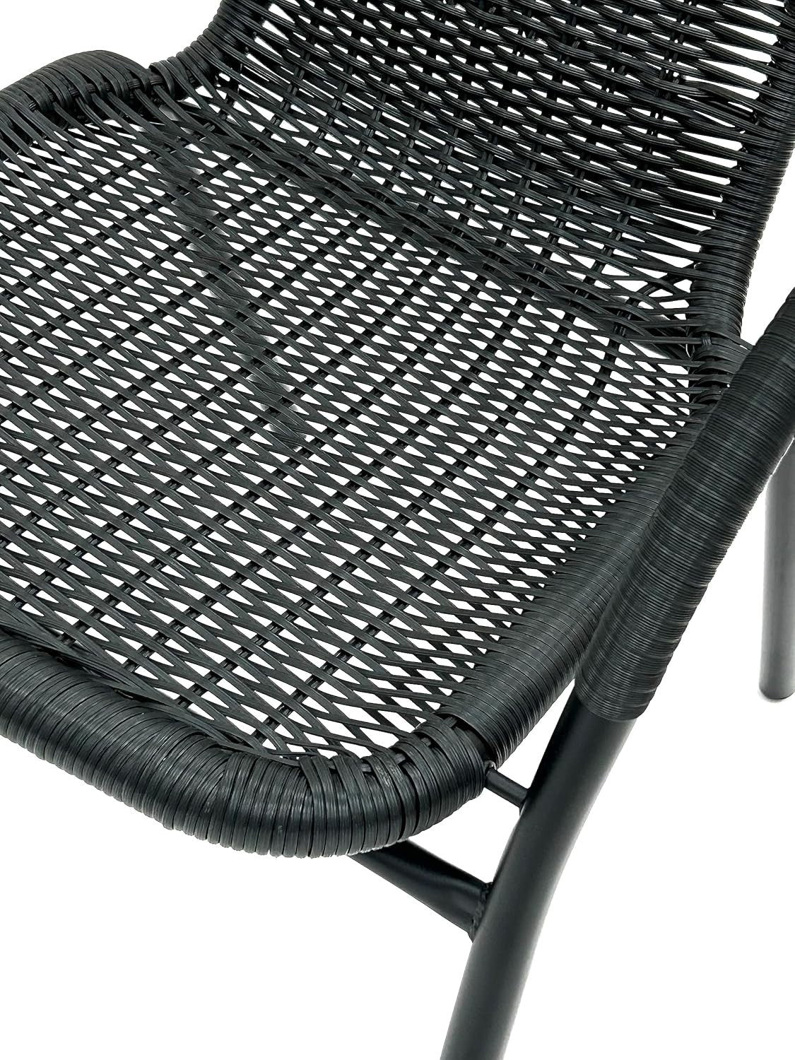 Black Rattan Garden Chair Stackable Bistro Patio Cafe Outdoor Seating