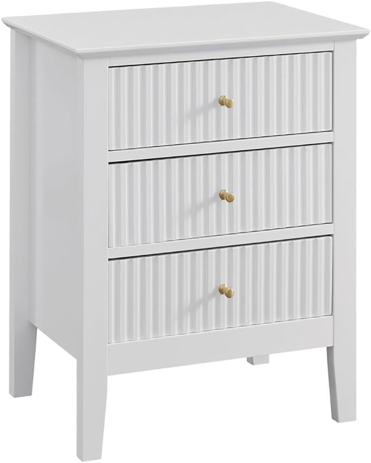 Set of 2 White 3 Drawer Bedside Tables | Modern Bedroom Nightstands