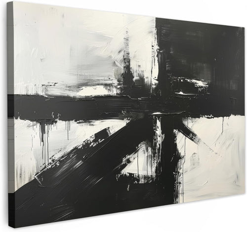 Large Abstract Black White Canvas Wall Art 120x80cm Modern Living Room
