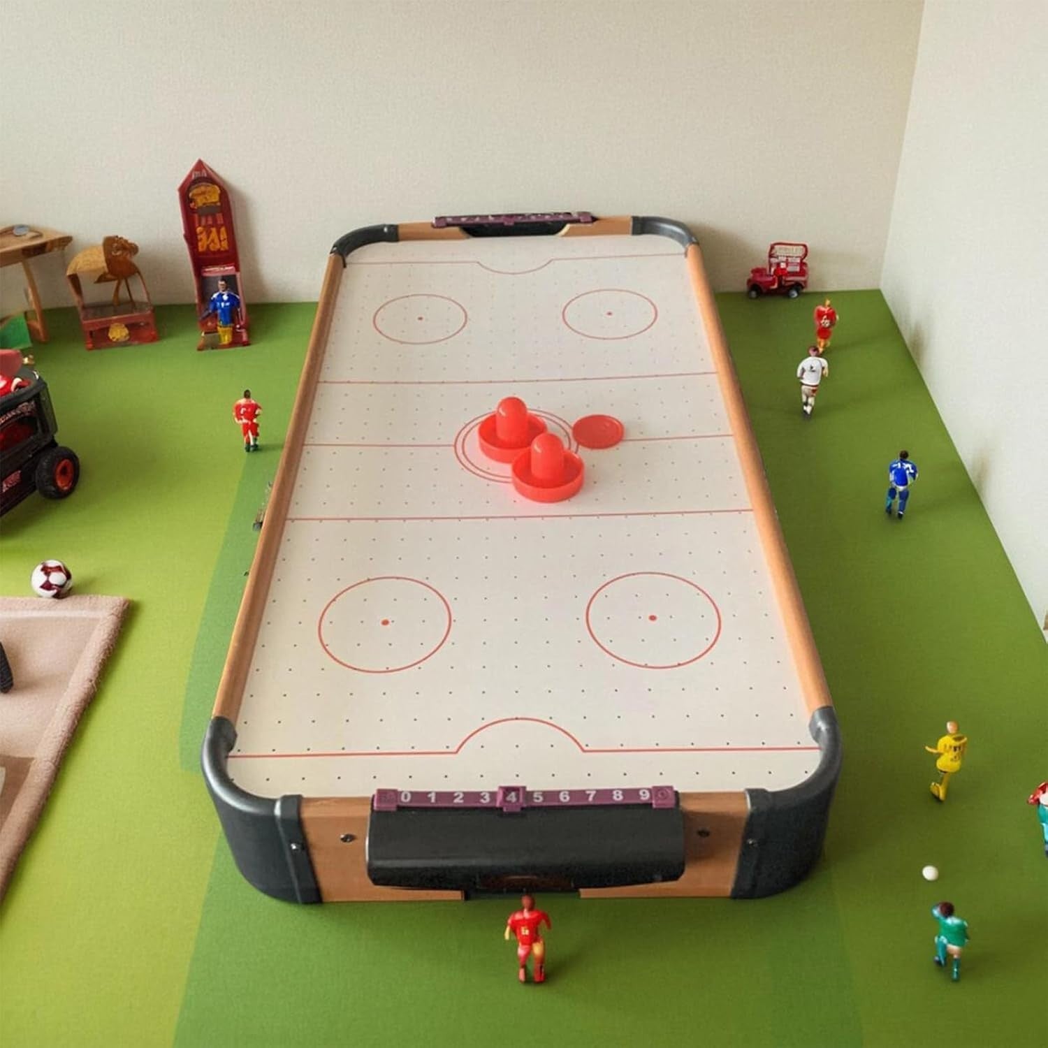 Wood Tabletop Air Hockey Game Smooth Glide 2 Player Skill Toy