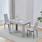 Grey Wood Dining Table & 2 Black Velvet Chairs Compact Kitchen Set