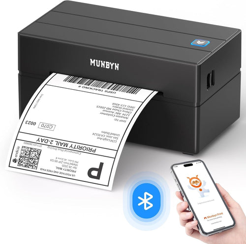 Black 4x6 Thermal Shipping Label Printer Bluetooth USB Fast Printing