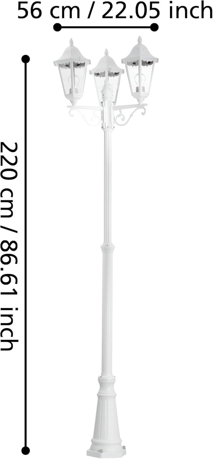 220cm Triple Head Victorian Outdoor Lamp Post White