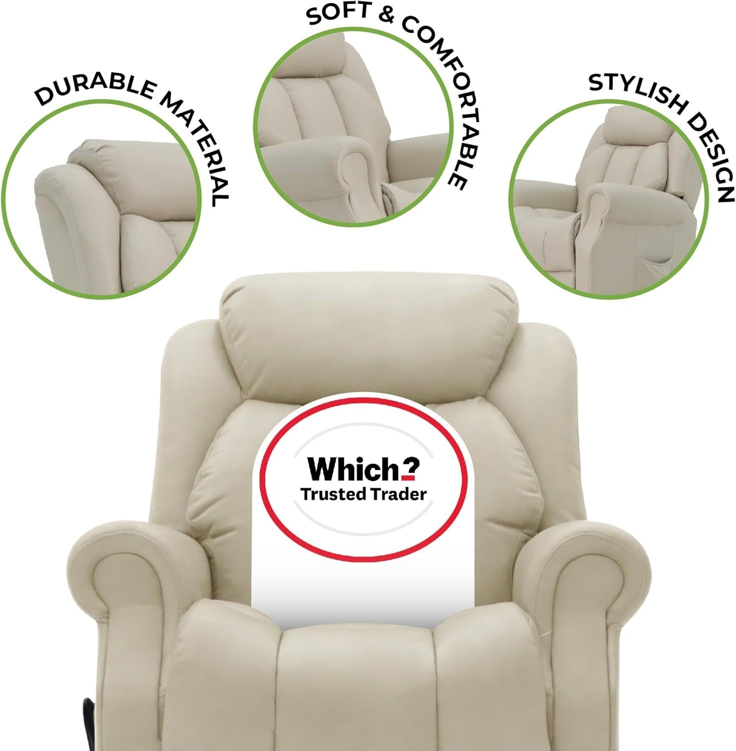 Dual Motor Lift Recliner Chair Heat Massage Leather Riser Mobility Support Cream