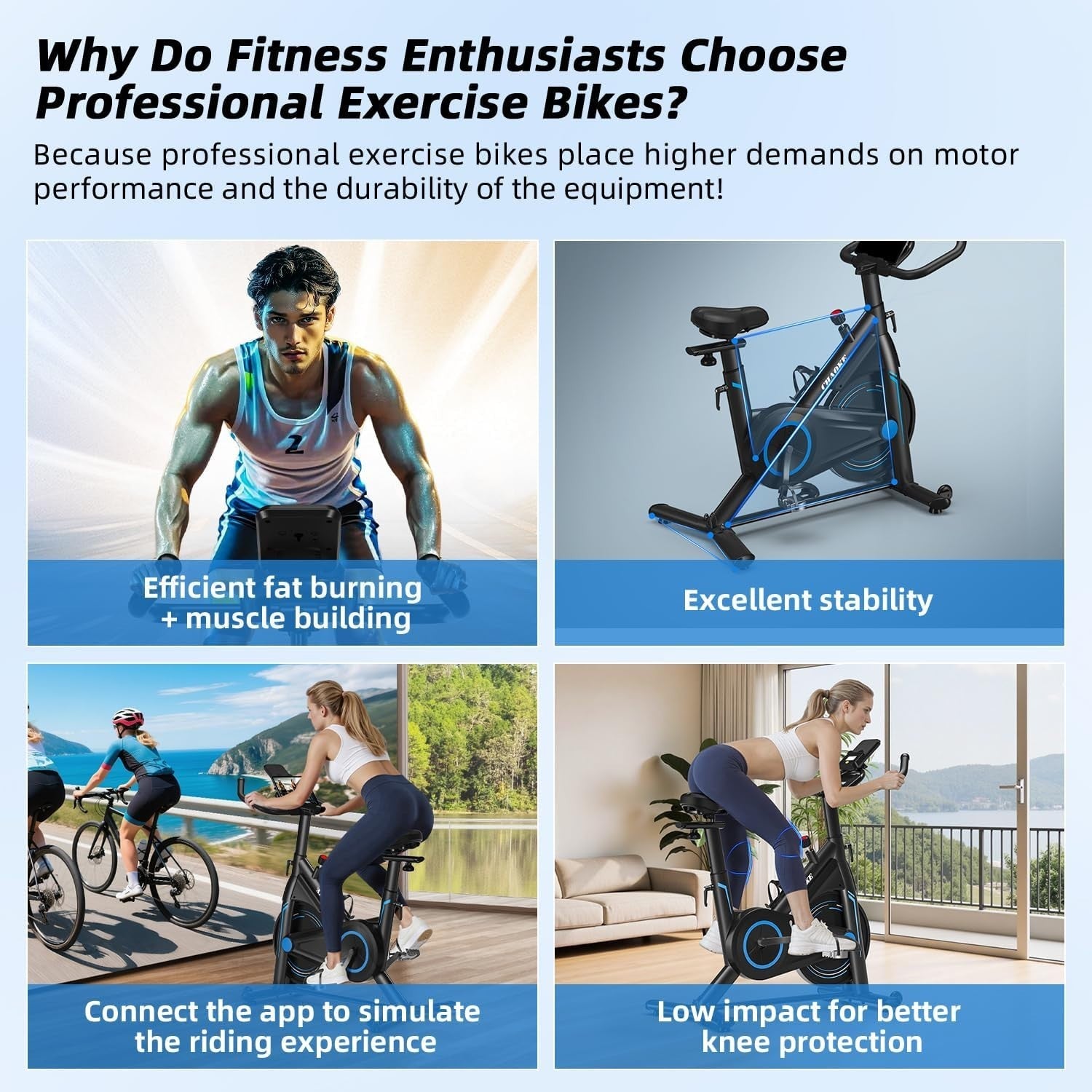Quiet Magnetic Exercise Bike w/ LCD Display, APP Sync, Tablet Holder 160kg Cap