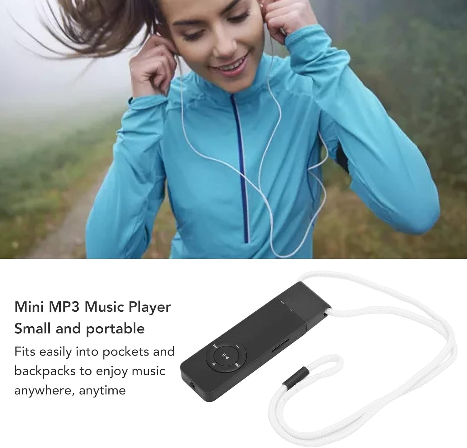 USB MP3 Player Lossless Sound Student Kids TF 64GB Black