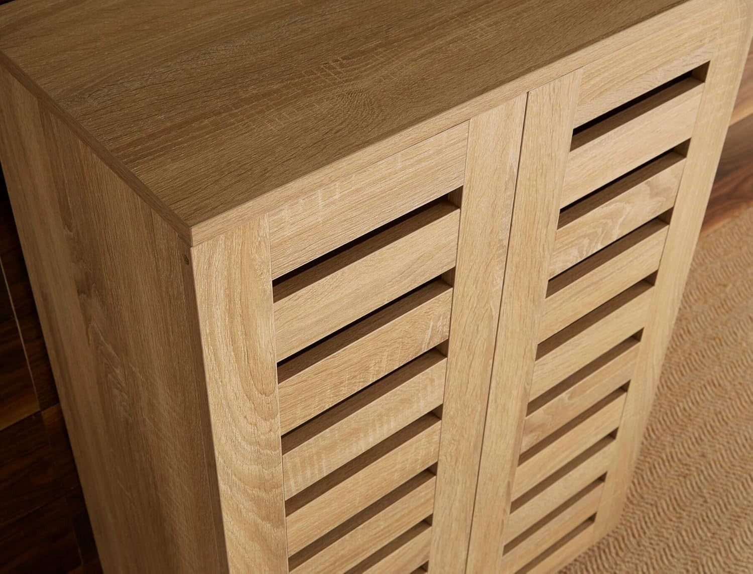 2-Door Wooden Shoe Cabinet with 5 Shelves, 60x33x87 cm Oak