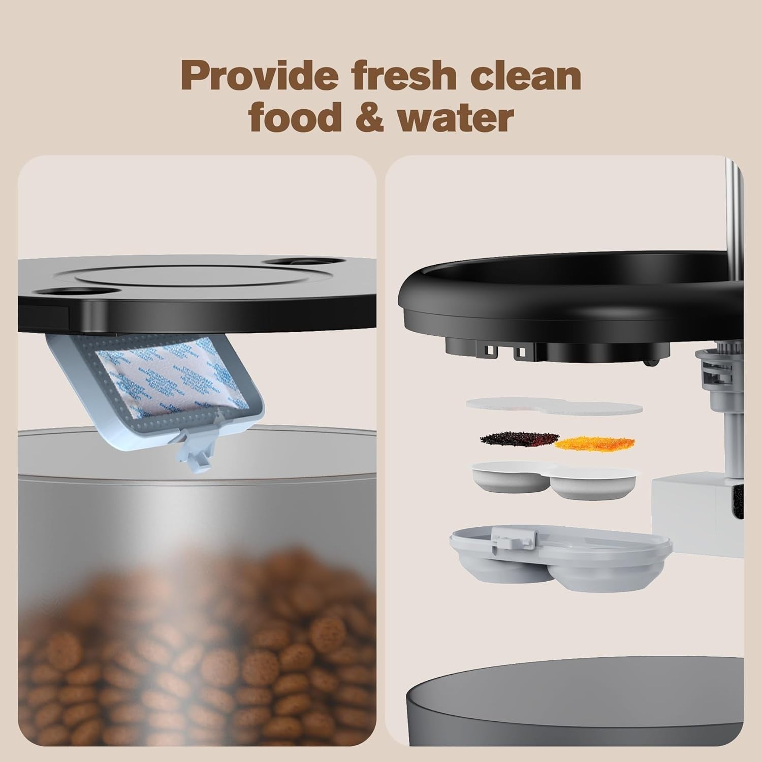 Automatic Cat Feeder Water Fountain Set 3L Food Dispenser 6 Meal Timer