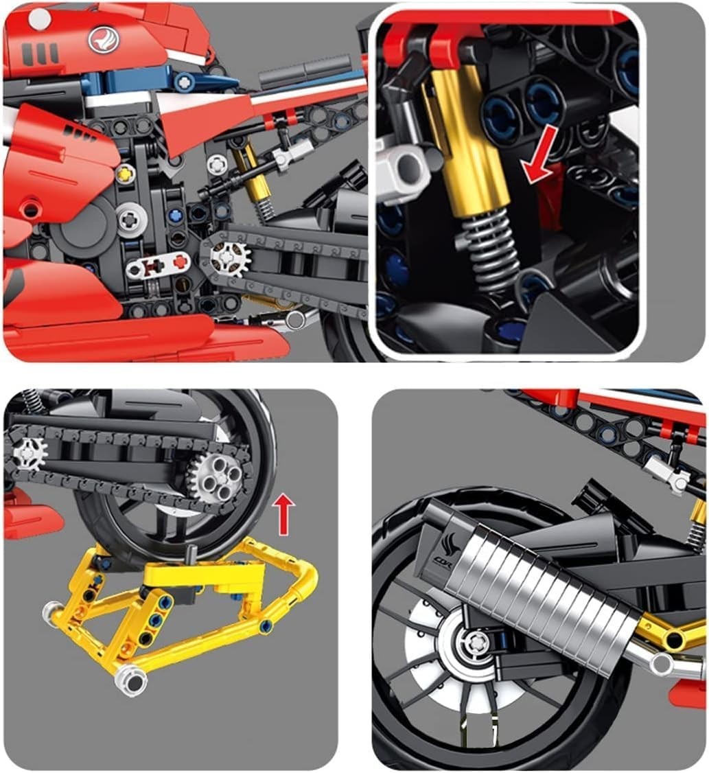 1017-Piece Motorcycle Building Kit, Realistic Motorbike Model Toy for Teens & Ad