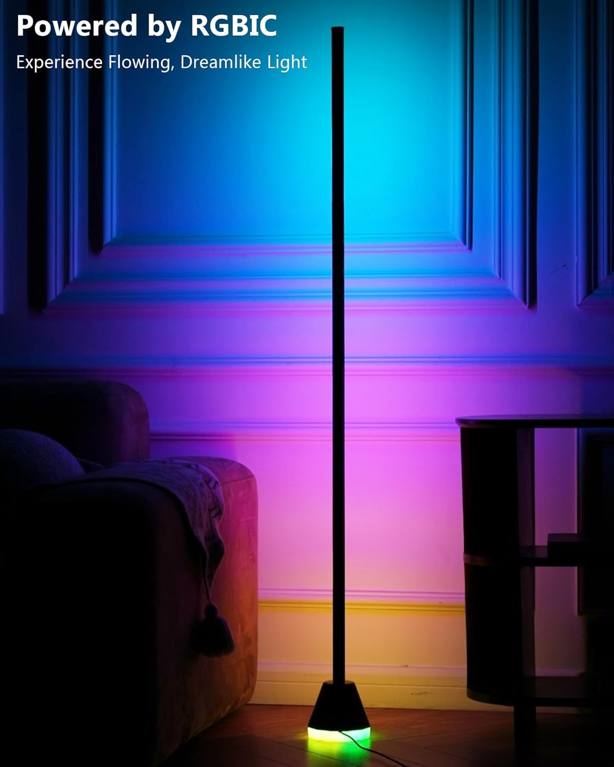 RGBIC LED Corner Floor Lamp App Remote Music Sync Dimmable Mood Light