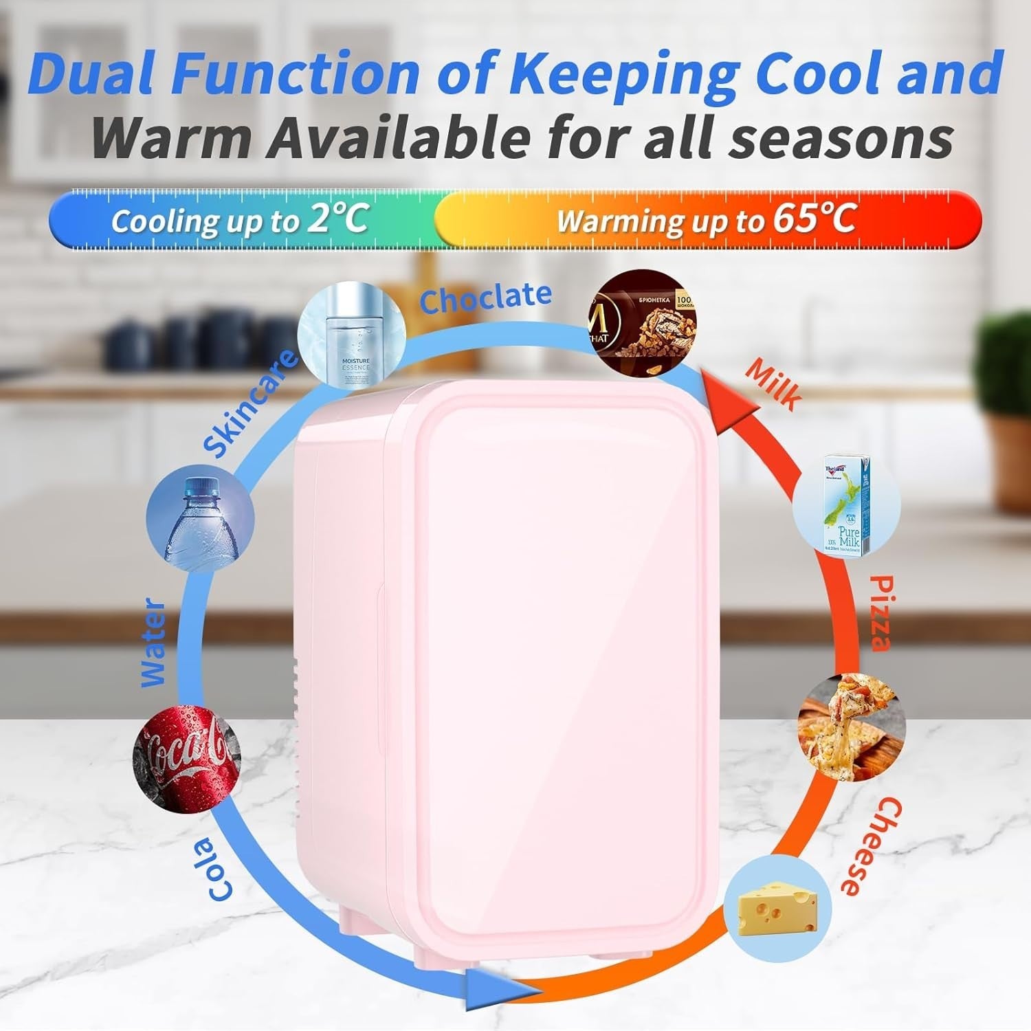 6L Mini Fridge Portable AC/DC Cooler Warmer Bedroom Skincare Pink