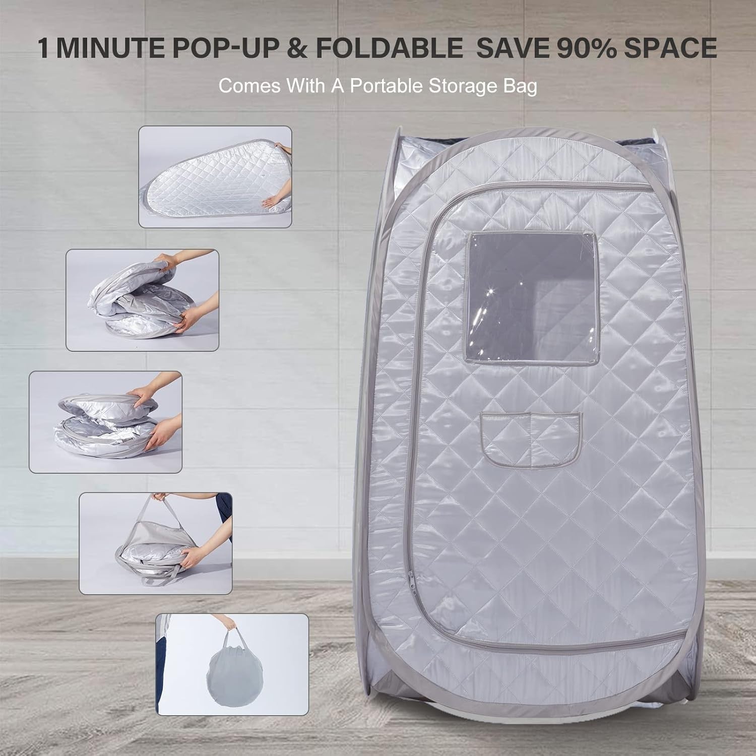 Sauna Tent Full Body Home Spa Foldable Personal Detox Therapy Grey 31.5x31.5x55.