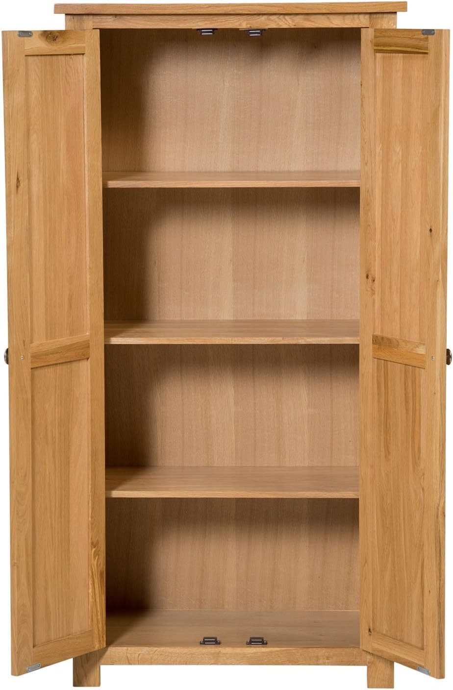 Tall Oak Wooden Storage Cabinet 2 Door Cupboard | Adjustable Shelves Solid Unit