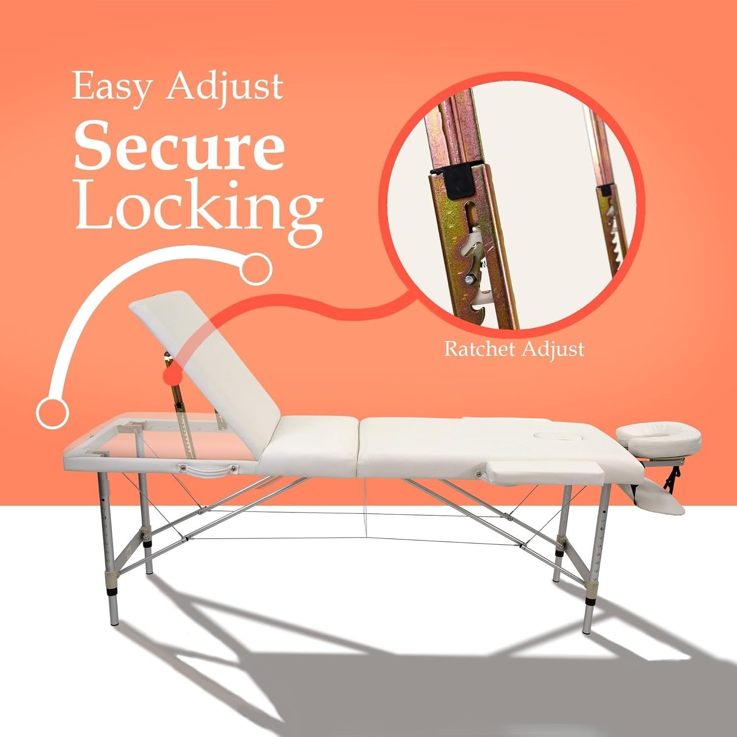 Portable 3-Section Massage Table Aluminium Folding Beauty Therapy Spa Bed White