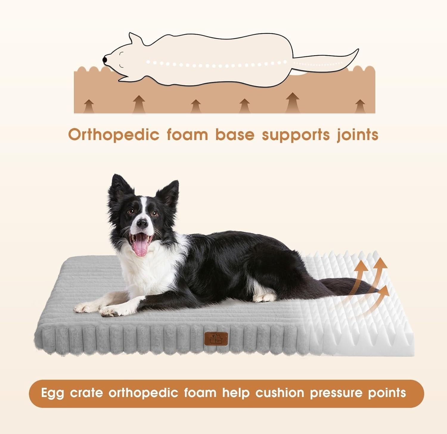 XL Orthopedic Dog Bed 107x76cm Waterproof Washable Grey