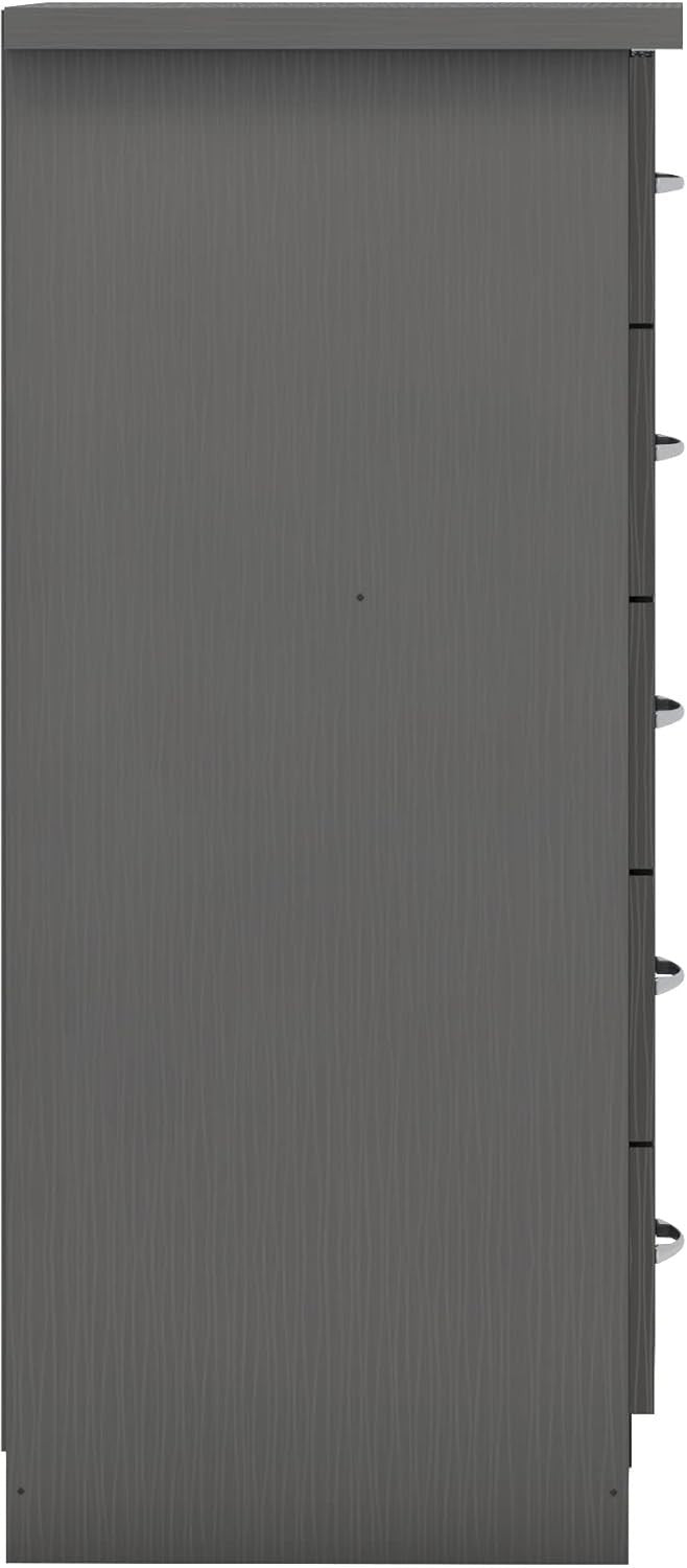 Narrow 5 Drawer Chest Grey Storage Unit - Compact, Modern & Wall-Mountable