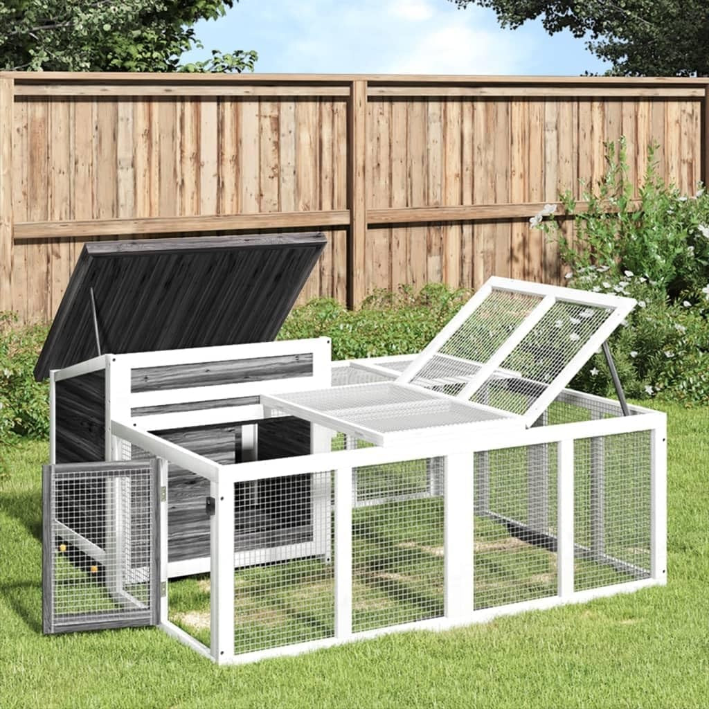 Large Outdoor Rabbit Hutch with Run Solid Wood Secure Small Animal House